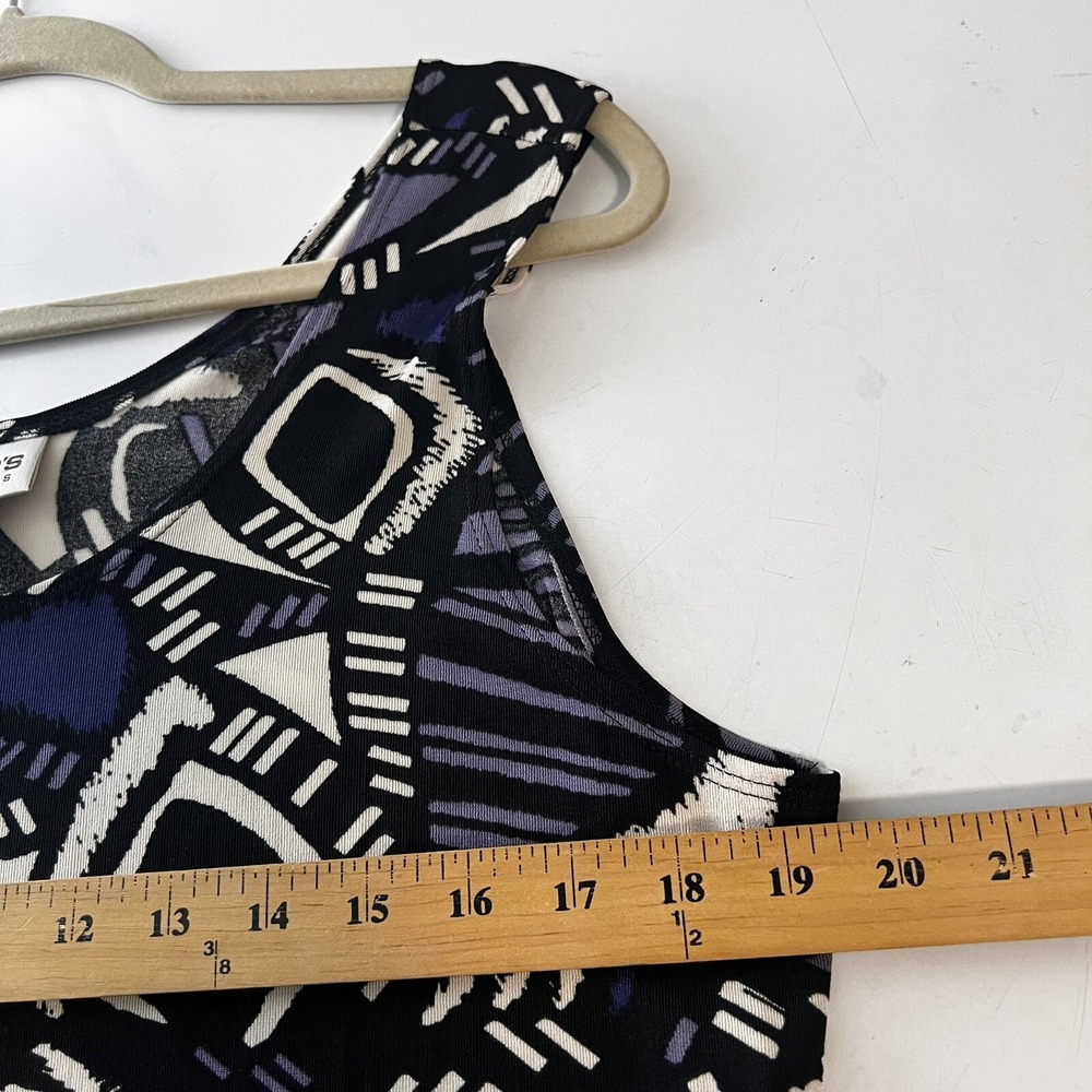 Chicos Travelers Tank Top Womens Size 3‎ Purple Black Geometric Sleeveless - Picture 8 of 11